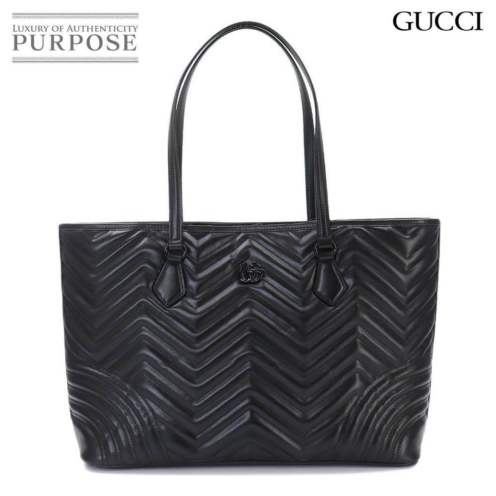 Gucci GG Marmont Quilted Tote Bag Leather Black